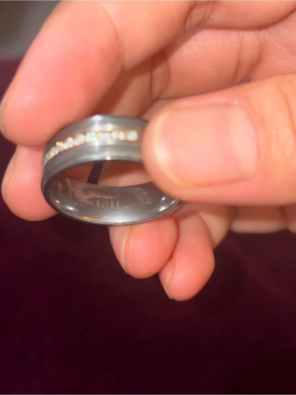 Triton Men’s Silver Diamond Channel Comfort-Fit Ring